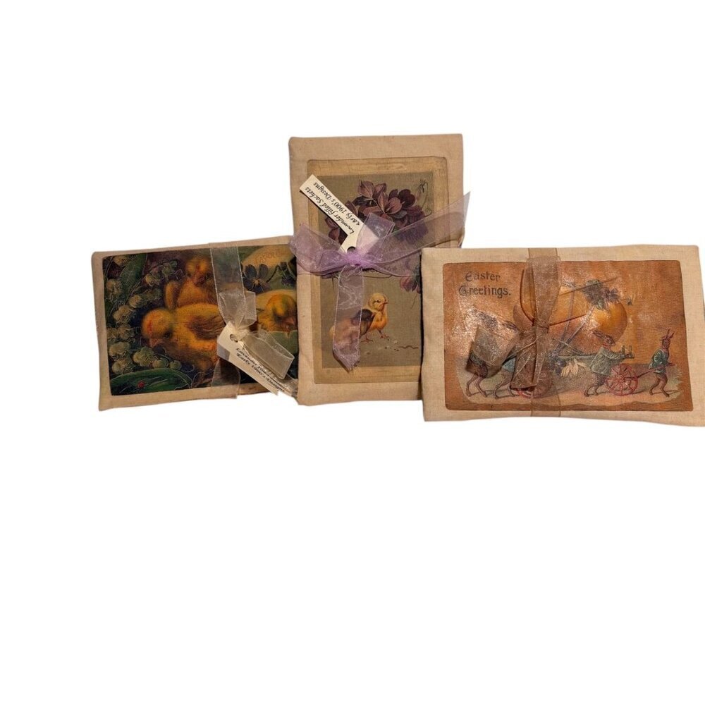 Set of 3 Vintage Style Lavender sachets with Spring/ Easter motif 4 X 6 in